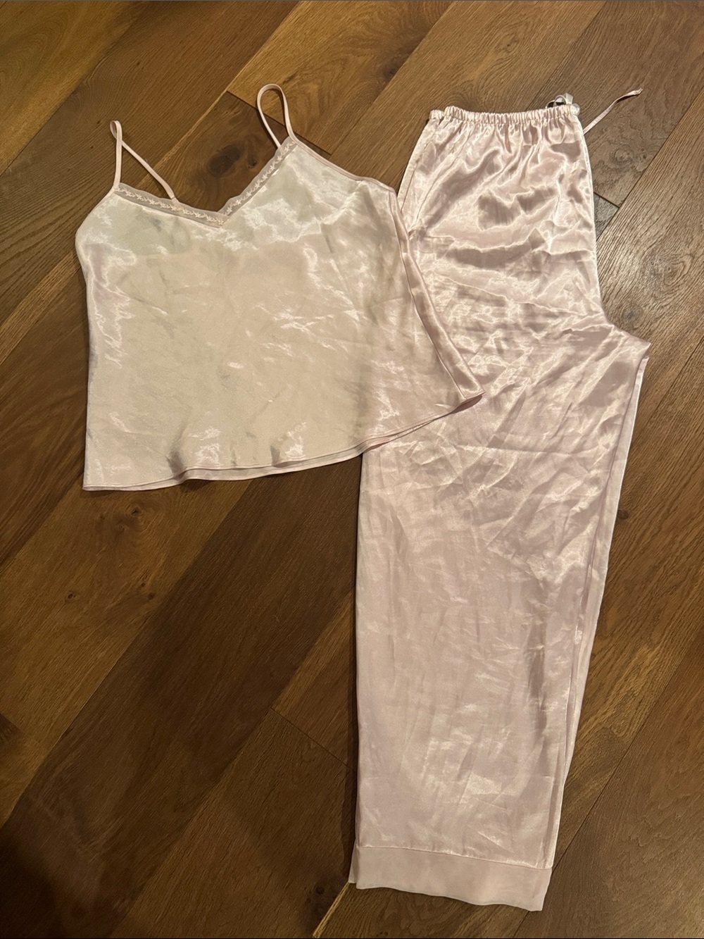Jones New York Pale Pink Satin Cami & Pajama Pants Set